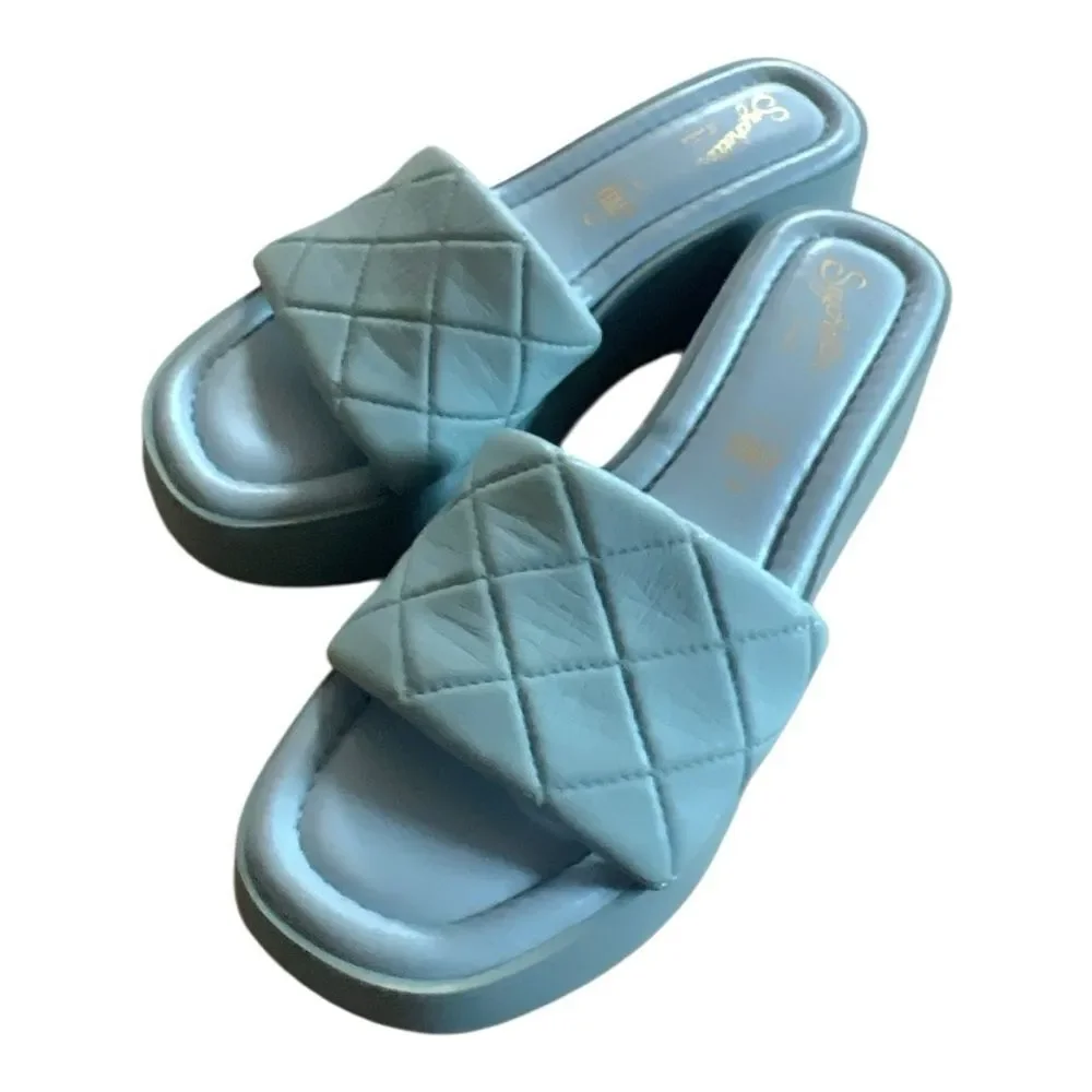 Seychelles High Note Platform Wedge Quilted Design Sandal Size 8.5